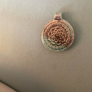 Artisan Bronze and Teal Pendant